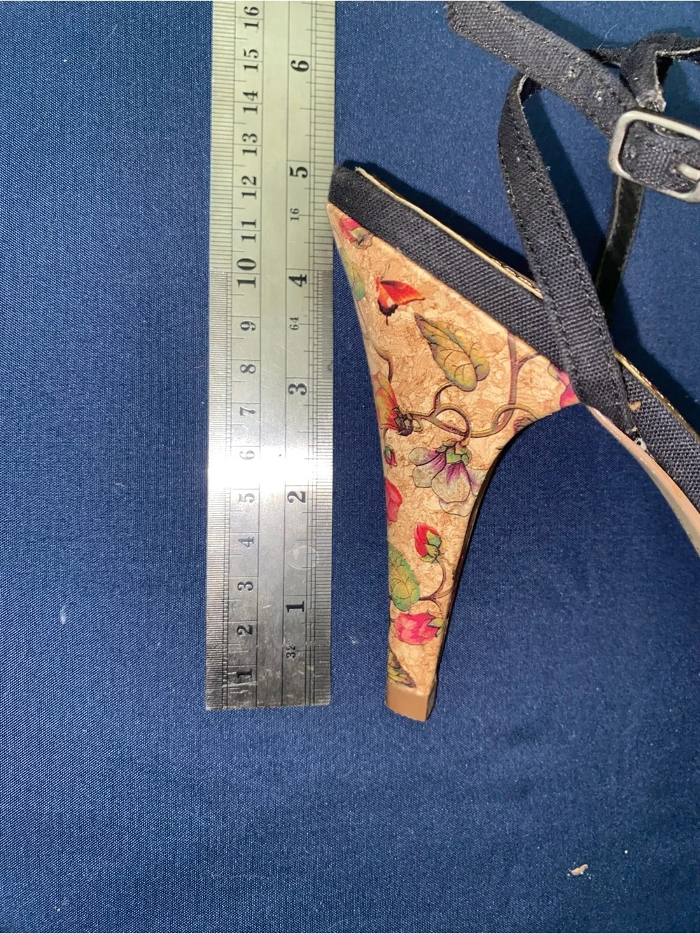 Vintage Unlisted by Kenneth Cole Black Floral Art Deco Cork Heels - VIP Lounge